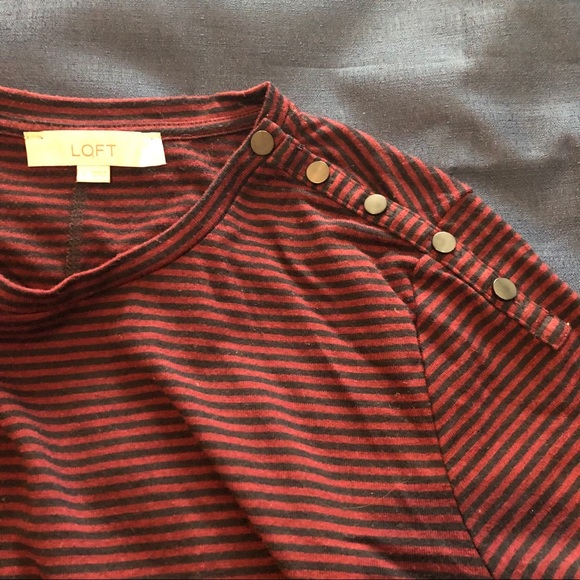 LOFT Sweaters - Loft stripped, 3/4 sleeve sweater w button detail